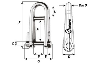 Wichard Manilles rapides à clé à barette en acier inox 316L